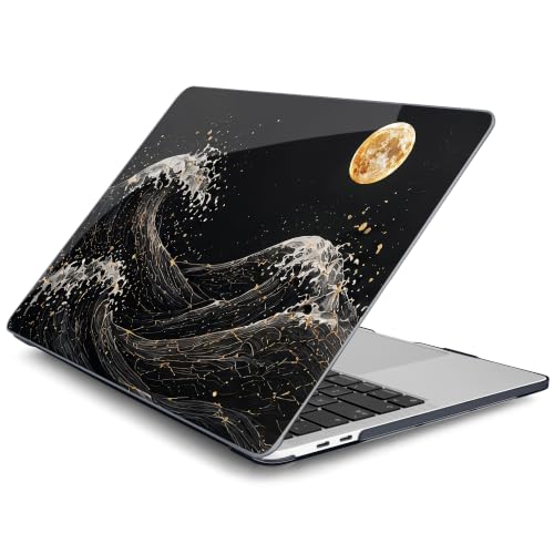 Batianda AstroGrid Case for MacBook Pro 13 inch, Midnight Great Wave | Fits Model A2338 M2 M1 A2251 A2289,1.2mm Slim Lightweight Hard Shell Cover, Scratch Resistant,4-in-1 Accessories Bundle - color: Midnight Great Wave