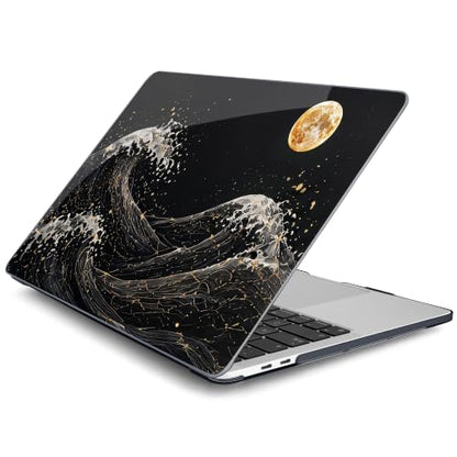 Batianda AstroGrid Case for MacBook Pro 13 inch, Midnight Great Wave | Fits Model A2338 M2 M1 A2251 A2289,1.2mm Slim Lightweight Hard Shell Cover, Scratch Resistant,4-in-1 Accessories Bundle - color: Midnight Great Wave