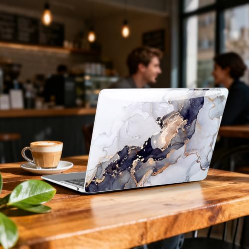 B BELK Compatible with MacBook Air 13 inch Case 2021 2020 2019 2018 M1 Chip | A2337 A2179 A1932, Plastic Hard Shell for MacBook Air 13.3 inch Case with Keyboard Cover&Screen Protector, Blue White Marble - color: Blue White Marble