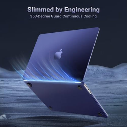 MOSISO Compatible with MacBook Air 13 inch Case M5 2026 M4 M3 M2 2025-2022 A3449 A3240 A3113 A2681, Seamlessly Closes Anti-Crack&Anti-Fingerprints Hard Shell for MacBook Air 13.6 Case, Navy Blue - color: Navy Blue