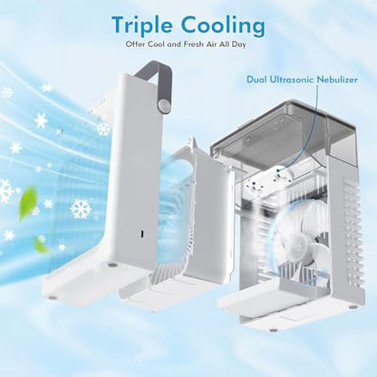 Portable Air Conditioners, Air Conditioner, Upgraded Cooling Fan with 1000ml Water Tank, 4 Speeds & 2 Mists Modes, 2-6H Timer, Ultra-Quiet AC Unit for Bedroom Office Home