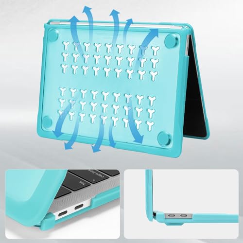 MOSISO Compatible with MacBook Air 13 inch Case M1 2018-2021, Turquoise | Reduces-Fingerprints with Soft TPU Bumper Shell&Keyboard Cover for MacBook Air 13.3 M1, 2021 2020 2019 2018 A2337 A2179 A1932 - color: Turquoise