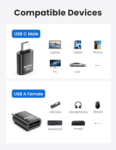 USB to USB C Adapter Combo 10 Pack,USBA to USBC OTG Adapter,Black | 5 USB 2.0 Male to USBC Adapter & 5 USB 3.0 Female to USBC Adapter,Compatible with iPhone 17 Pro Max,iPad,Samsung Galaxy S25 - color: Black