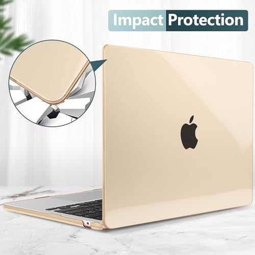 TWOLSKOO Compatible with MacBook Air 13 inch Case M5 2026 M4 M3 M2 2025-2022 A3449 A3240 A3113 A2681, Plastic Hard Shell & Keyboard Cover & Screen Film for MacBook Air 13.6 inch, Crystal Peach Fuzz - color: Crystal Peach Fuzz