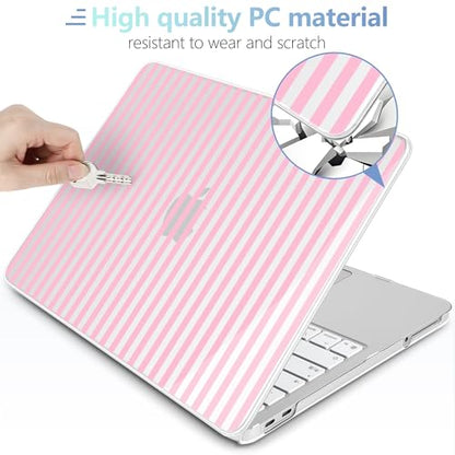 MEEgoodo Printed Case for New MacBook Neo 13 inch 2026 Release(Fit Model A3404), Laptop Hard Shell Cases with Keyboard Skin & Screen Protector & Webcam Covers, Pink Stripes - color: Pink Stripes