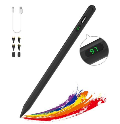Moko Stylus Pens for Touch Screens, Fast Charge Stylus Pen for Apple iPad/iPhone/Samsung/Lenovo/iOS/Android Tablets&Smart Phone Universal Stylus Capacitive Screen Pencil with Power Display, Black - color: Black