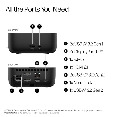 HP USB-C 100W G6 Dock + One Extra USB-C Cable Included, Future-Proof Design with Ambient LED Lighting, On-Screen Notifications, Extra USB-C Ports, HDMI 2.1, 120Hz - style: G6 + USB-C