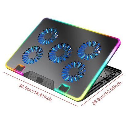 Laptop Cooling Pad with 5 Quiet Fans - 2 USB Ports, Notebook Stand for 11-17.3in Laptops & Gaming PCs(Silver) - color: Silver
