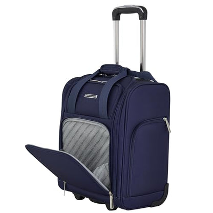 French Connection 16" Underseat Carry-On Luggage with USB/USB-C Ports, Blue Depths - color: Blue Depths