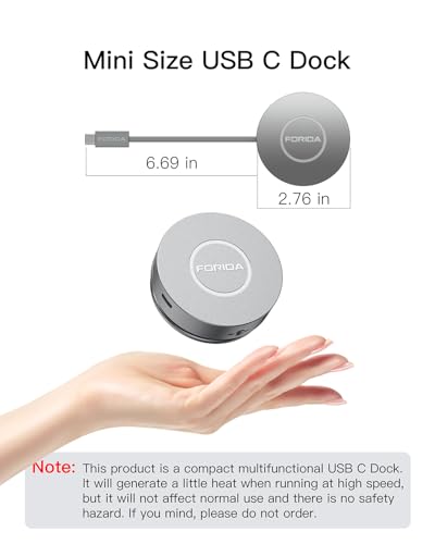 Micro USB C Docking Station Dual HDMI Monitor FORIDA USB C to USB Hub with 1 Gbps Ethernet 100W Power Delivery Micro SD Card Reader for MacBook/Dell/HP/Lenovo ThinkPad/Surface (Silver)