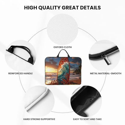 14 inch Laptop Sleeve with Handle Shockproof Laptop Bag Waterproof Computer Cover Bag Colorful Surfboard Briefcase