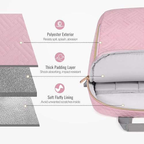 MoKo 13-14 Inch Puffy Laptop Sleeve Shoulder Bag Carrying Case with Handle | Fits Mac Air 13-inch M5, Mac Neo A18 Pro, Mac Pro 14-inch M5/M4/M3/M2/M1 and Surface 13.8-inch, Pink - color: Pink, size: 13.3-14 Inch