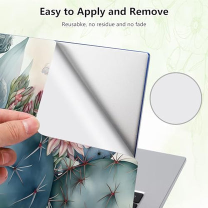Laptop Skin Sticker Decal, Universal Reusable Vinyl Laptop Cover for 12" 13" 13.3" 14" 15" 15.4" 15.6" Notebook PC, Reusable Waterproof Scratch-Resistant with 2 Wrist Pads,Art Cactus Flower - color: Art Cactus Flower
