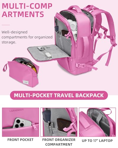 LARVENDER Carry on Luggage Sets 3 Piece, 20 Inch Suitcases, Glossy Berry | 22x14x9 Airline Approved, Lightweight PC+ABS Hardshell, Smooth 360° Double Wheels, TSA Lock, 3-Piece Set with XL Backpack - color: Glossy Berry (XL-BP), size: 3 Piece Set (Backpack