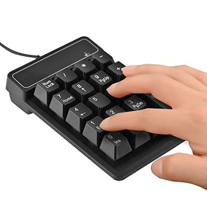 Wired Number Pad, 19 Keys Numeric Keypad with 4.9Ft USB Cable, Plug and Play Portable Financial Accounting Keyboard for Laptop Desktop PC