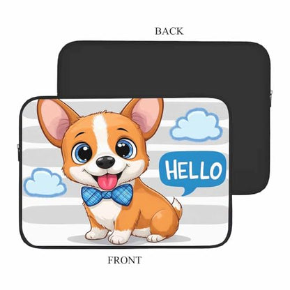 Laptop Sleeve Bag 15.4 15.6 Inch,Cute Cartoon Dog Corgi Protective Polyester Computer Cases Laptop Cover Briefcase Bag Tablet Travel Cover - color: LPS-026