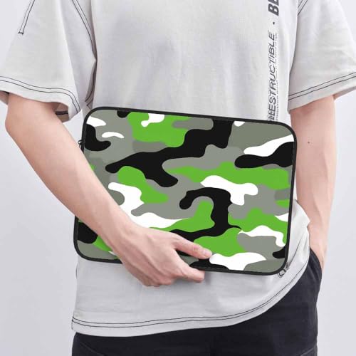 Laptop Sleeve Bag 15.4 15.6 Inch,Camouflage Skin Camo Green White Black Protective Polyester Computer Cases Laptop Cover Briefcase Bag Tablet Travel Cover - color: LPS-030