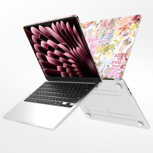 G JGOO Compatible with MacBook Air 13 inch Case 2026 2025-2022 M5 A3449 M4 A3240 M3 A3113 M2 A2681, Plastic Hard Shell for MacBook Air 13.6 inch Case +Keyboard Cover+Screen Protector, Flower Collage - color: Flower Collage