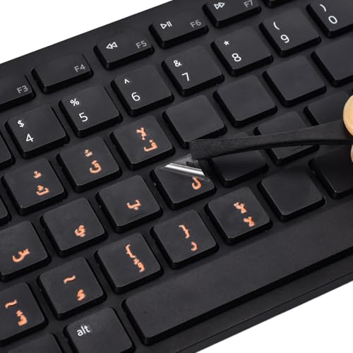 2PCS Arabic Keyborad Sticker, Arabic Keyborad Transfer Printing Borderless Letter Characters for PC Desktop Computers Keyboard Laptop Notebook,Orange Repair Replacement Individual Lettering Stickers - color: Orange Letter, size: Arabic