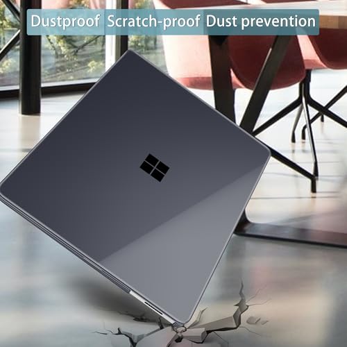 Mektron Clear Case for 13.8" Microsoft Surface Laptop 8 2026 Fits Surface Laptop 13.8 Inch 7 2024 Cover (Model: 2036),Keyboard Cover +Screen Protector +Dust Plugs, Crystal Black - color: Crystal Black