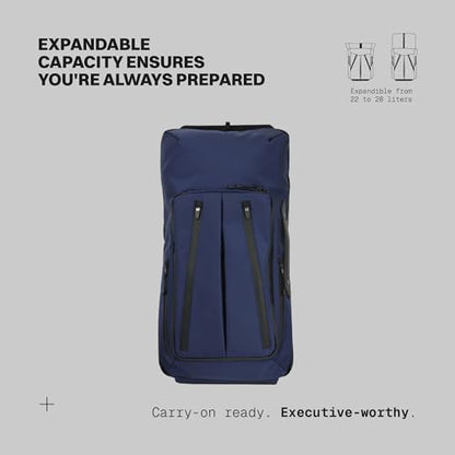 The Frenchie Co. - Work/Travel Speed Backpack - Expandable 23 to 30 liters - Laptop compartment with anti-theft magnetic closure - Ballistic nylon durable construction - color: Blue
