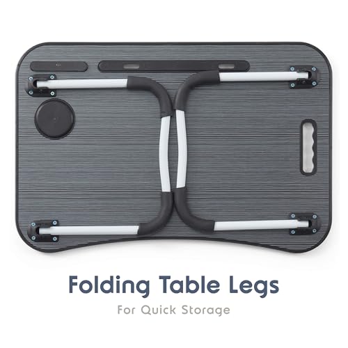 Nestl Foldable Lap Desk - Portable Laptop Stand for Bed, Couch, Work, Reading & Writing, Lap Table with USB Ports, Large Laptop Tray, Black - size: Premium Large