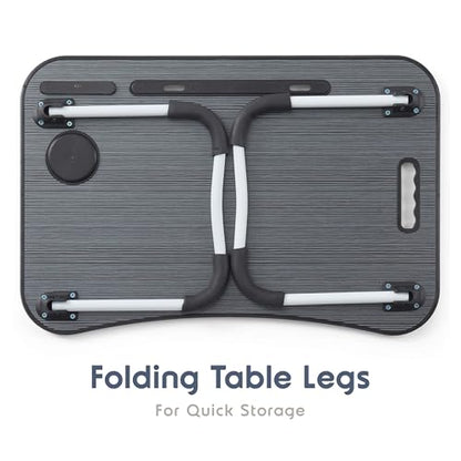 Nestl Foldable Lap Desk - Portable Laptop Stand for Bed, Couch, Work, Reading & Writing, Lap Table with USB Ports, Large Laptop Tray, Black - size: Premium Large