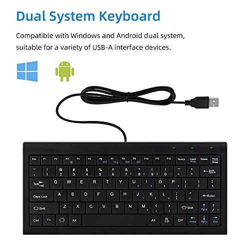 CUQI Mini Keyboard, Small Wired 82 Scissor Keys, USB Interface Compact for Android, Windows PC, Laptop, Raspberry Pi, Windows 10/8/7