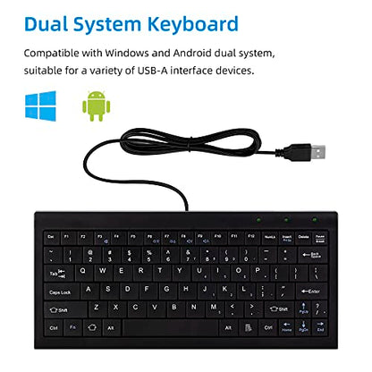 CUQI Mini Keyboard, Small Wired 82 Scissor Keys, USB Interface Compact for Android, Windows PC, Laptop, Raspberry Pi, Windows 10/8/7