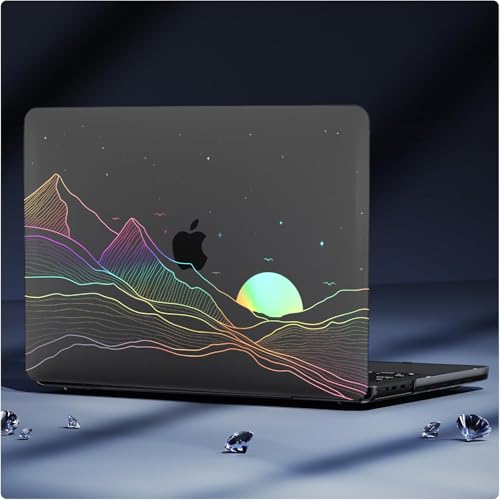Compatible for MacBook Air 15 inch Case 2026 M5, 2023-2025 M4/M3/M2 A3448 A3241 A3114 A2941, Protective Plastic Hardshell & Keyboard Cover for Mac Air 15 inch Case, Clear Black Sunrise - color: 01 Clear Black Sunrise