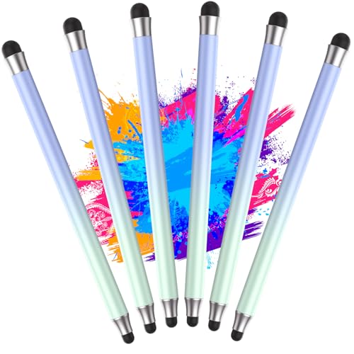 Stylus Pens for Touch Screens 3pcs, 2 in 1 Stylus Pen Compatible with All Touch Screens (Gradient Light blue-6pcs) - color: Gradient light blue-6pcs