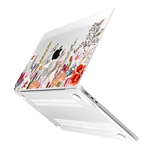 Batianda Case for MacBook Air 15" with M5 M4 M3 M2 Chip, Botanical Meadow | 4-in-1 Set with Bright Color Botanical Design, Lightweight Slim Hard Shell Protection For School Girls Women and Travelers - color: Flower field