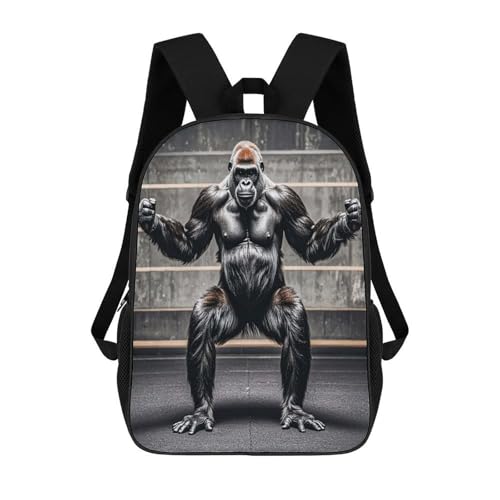 17-Inch Laptop Backpack Water-Resistant Gorillas Fitness Daypack with Shoulder Strap Lightweight Casual Rucksack for Travel Commuter Hiking Outdoor Activities 20l Black