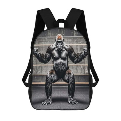 17-Inch Laptop Backpack Water-Resistant Gorillas Fitness Daypack with Shoulder Strap Lightweight Casual Rucksack for Travel Commuter Hiking Outdoor Activities 20l Black
