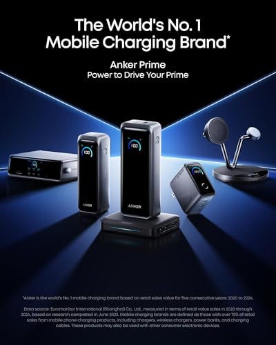 Anker Prime Power Bank, 26,250mAh 300W Fast Charging | 3-Port Portable Charger, Two-Way Charging, TSA-Approved, App Control, for MacBook, iPhone 17 / 16 Series (Base Not Included)