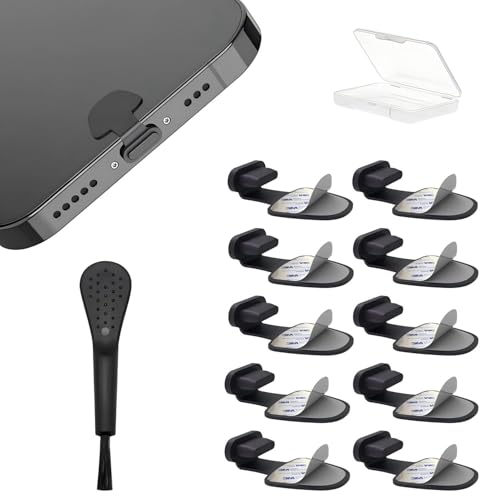 Lightning Dust Plug for Charger Port Protects Charging Port Anti Dust Cover Anti-Lost Lightning Dust Plugs, 10-Pack (Lightning dust Cover/Black) - color: Lightning dust cover (Black)