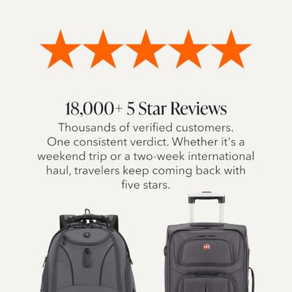 SWISSGEAR Sion 2-Piece Travel Set, Softside Expandable Carry-On Spinner Bundled with 1900 ScanSmart 17" Laptop Backpack with RFID Blocking & Tech Organization, Dark Grey - color: Dark Grey, size: 2-Piece Set (Carry-On/Backpack)