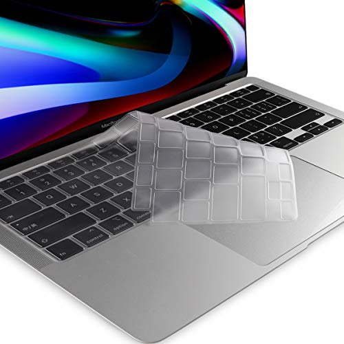 Batianda Ultra Thin Clear TPU Keyboard Cover for MacBook Air 13 Inch 2020 A2337 M1 Chip (with Touch ID & Retina Display) Waterproof Durable Laptop Protector Skin, Transparent - color: Transparent