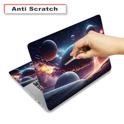 Laptop Decal Sticker Skin Cover, 12" 13.1" 13.3" 14" 15" 15.4" 15.6" Laptop Netbook Vinyl Art Skin Sticker Cover Notebook PC Protector (2 Wrist Pad Included), Removable Reusable, Cosmic Planets - color: Cosmic Planets
