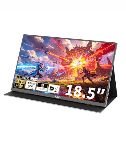 LB M18 Portable Monitor 18.5 Inch 1080P FHD IPS 100Hz External Screen, USB-C & HDMI Travel Display with Protective Folio Dual Speakers for Laptop, Mac, Phone, PC - size: M18 (18.5")
