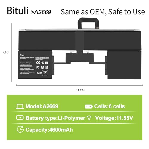 A2669 A2681 Laptop Battery Replacement for MacBook AIR 13" M2 2022 A2681 661-26150 MLY33LL/A MLY43LL/A Series Notebook 11.55V 53.13Wh - color: A2669