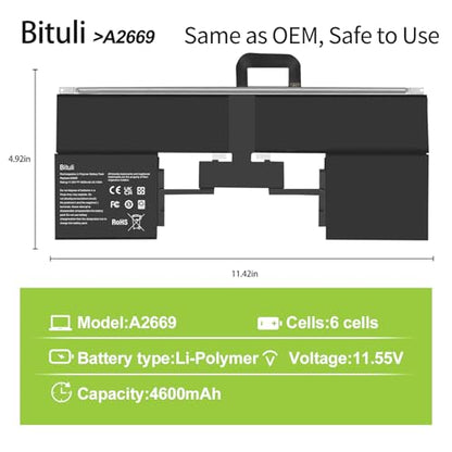 A2669 A2681 Laptop Battery Replacement for MacBook AIR 13" M2 2022 A2681 661-26150 MLY33LL/A MLY43LL/A Series Notebook 11.55V 53.13Wh - color: A2669