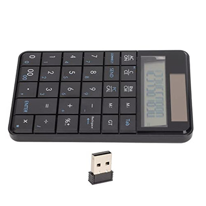 Focket Number Pad, 2.4GHz Wireless Numeric Keypad, Solar Powered Ergonomic 29 Keys USB Number Pad with Plug and Play Portable Design for Laptop PC Desktop Computer