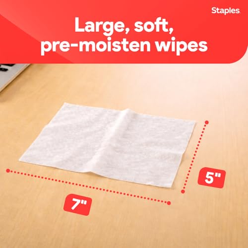 Staples Screen Cleaning Wipes, 100/Tub (ST61847) - size: 100 Count (Pack of 1)