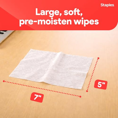 Staples Screen Cleaning Wipes, 100/Tub (ST61847) - size: 100 Count (Pack of 1)