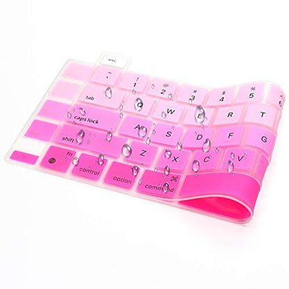 ProElife Keyboard Cover Skin for 2022 MacBook Pro 13.3 inch with Apple M2 Chip & 2021 2020 MacBook Pro 13 inch with M1 Chip (Model: A2338) Accessory Ultra Thin Silicone Keyboard Cover (Ombre Pink) | Ultra Thin (0.26 mm), Silicone Protective Skin, Dust-pro