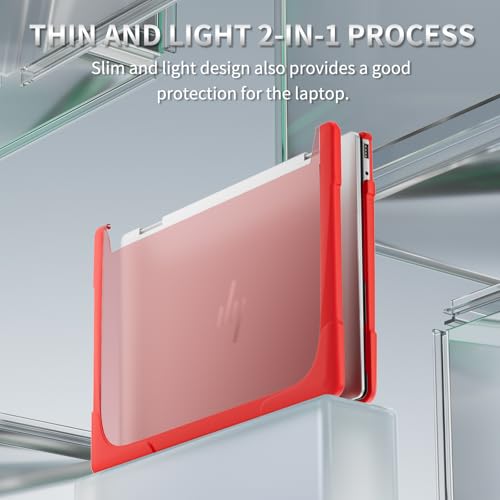 Batianda Protective Case for HP Envy x360 2-in-1 14 Inch 2024, Red | Shockproof TPU Bumper with Matte Durable Hard Shell and 360° Flip Support, Fits 14-fc0000 and 14-fa0000 Series - color: Red