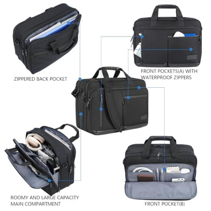VANKEAN Expandable Waterproof Laptop Briefcase Fits Up to 17.3" for Travel