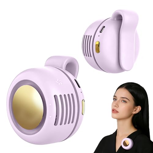 Portable Fan,2-in-1 Waist Clip On Bladeless, Ultra-Quiet Mini Personal Neck Fan 3 Speeds with 360°Adjustable Clip USB Rechargeable for Hiking,Office & Outdoor - color: Purple
