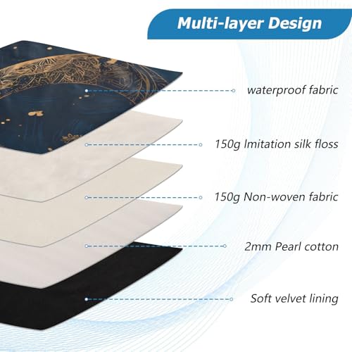 Retro Moon and Sun Laptop Sleeve 13 14 Inch Puffy Quilted Carrying Case Protective Computer Bag Waterproof Laptops Sleeve for Women Men - color: Moon and Sun, size: Medium